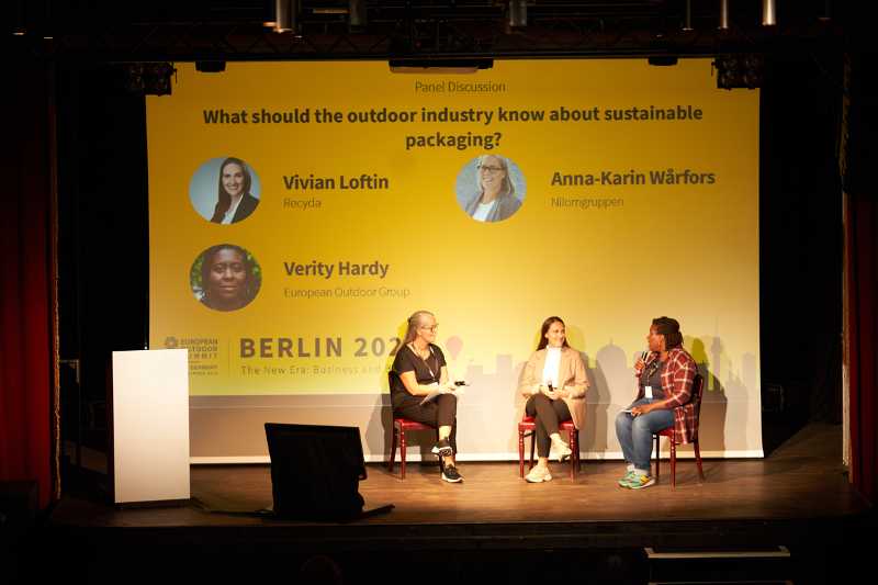 Anna Karin Warfors Vivian Loftin and the EOGs Verity Hardy discuss sustainable packaging at EOS 2023 a