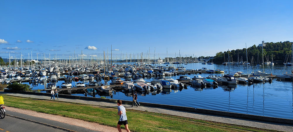 Boats moored in Oslofjord