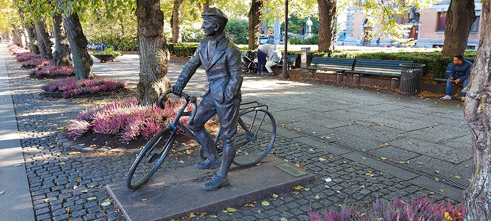 Cyclist sculpture