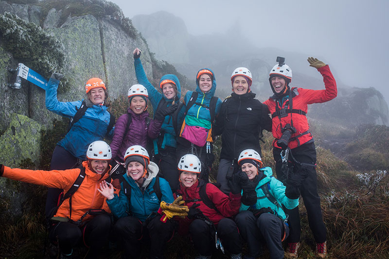Group photo of the women who took part in the Klettersteig Diavolo