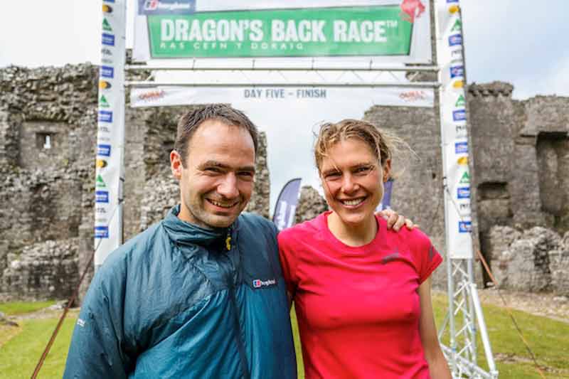 Jim Mann and Jasmin Paris celebrate their wins at Carreg Cennen Castle copyright iancorless