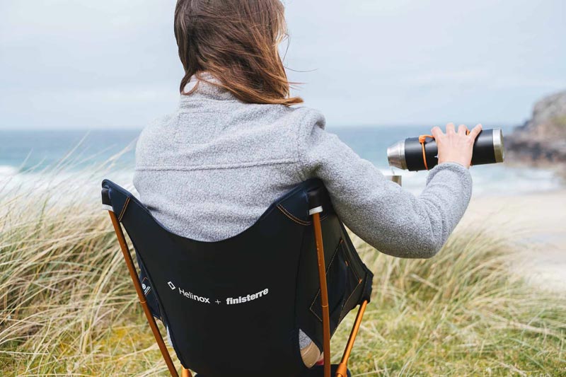 Relaxing at the beach in the Helinox x Finisterre Chair One 002