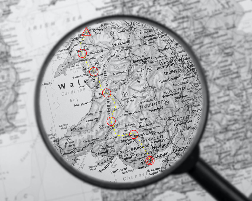 The route through Wales of the 2021 Montane Dragons Back Race