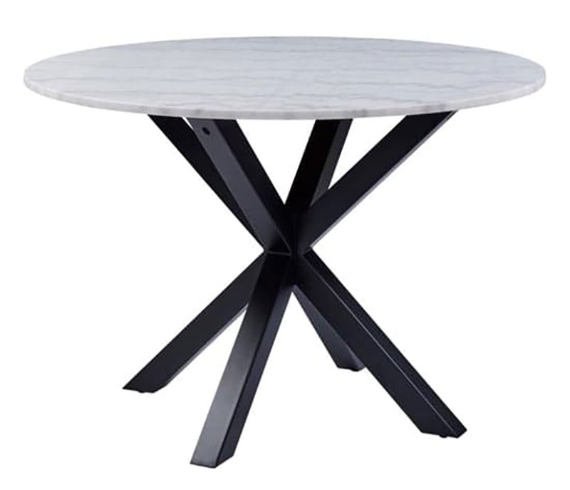 hyeres marble dining table round white matt black legs